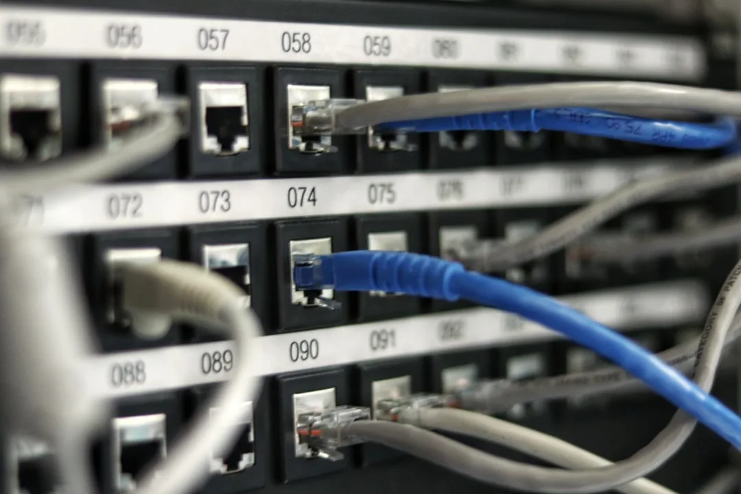 Network cabling connected to patch panel infrastructure